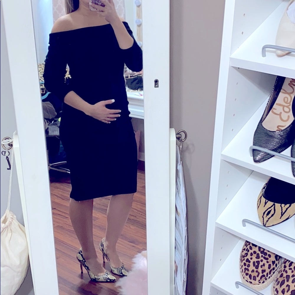 Off the shoulder maternity sweater dress